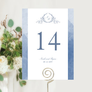 Personalizado, Monograma Chic Azul Polvo Boda