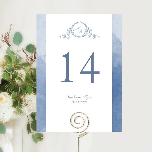Personalizado, Monograma Chic Azul Polvo Boda (Subido por el creador)