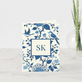 Personalizado Monograma Chinoiserie Azul y Blanco