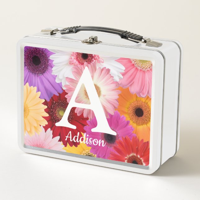 Personalizado Monograma Daisy Caja de Comidas Meta (Anverso)