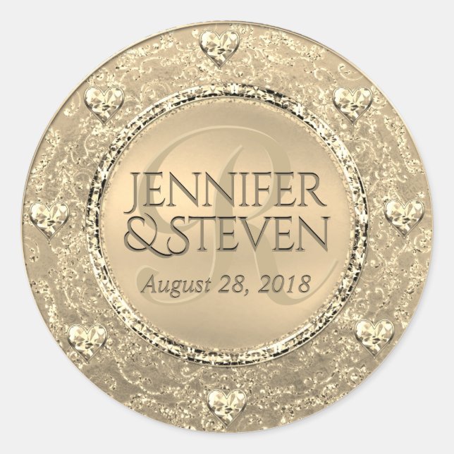 Personalizado Monograma Dorado Glam Sello Real (Anverso)