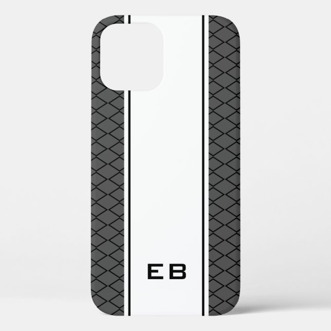 Personalizado monograma iPhone 12 a rayas funda pa (Reverso )