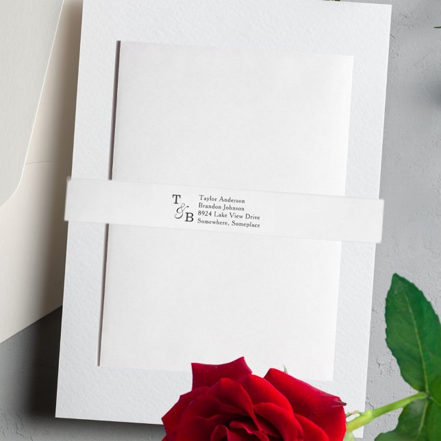 Personalizado Monograma Minimalista Boda blanco (Minimalist Monogram Ampersand Custom White Wedding Wrap Around Label)
