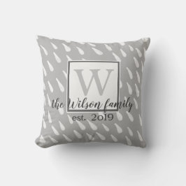 personalizado monograma moderno almohada gris y bl