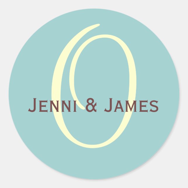 Personalizado Monograma O Favor De Boda Y Pegatina (Anverso)