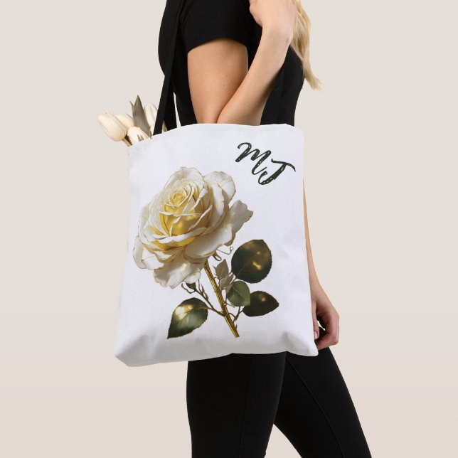 Personalizado Monograma Oro Y Bolsa De Tote De Ros (Detalle)