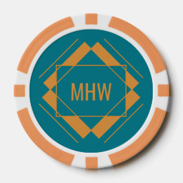 Personalizado Monograma Patrón geométrico fichas d