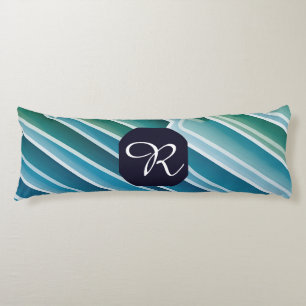 Personalizado Monograma Resumen almohada azul verd