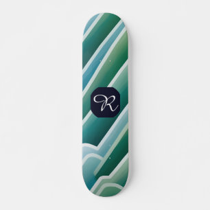 Personalizado Monograma Resumen Skateboard Verde A