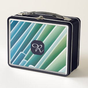 Personalizado Monograma Resumen Verde Azul Almuerz