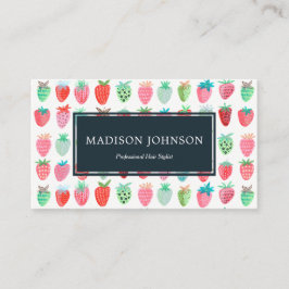 Personalizado Monograma Rojo de fresas | Tarjetas