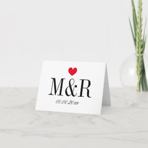 Personalizado monograma tarjetas de notas boda con