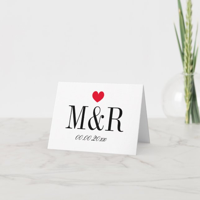 Personalizado monograma tarjetas de notas boda con (Anverso)