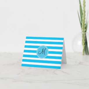 Personalizado Monograma Verde azulado Azul y franj