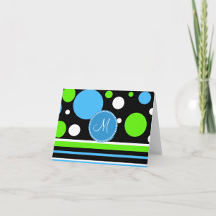 Personalizado Monograma Verde azulado franjas verd