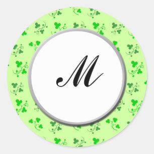 Personalizado Monograma Verde Shamrock Pegatina de
