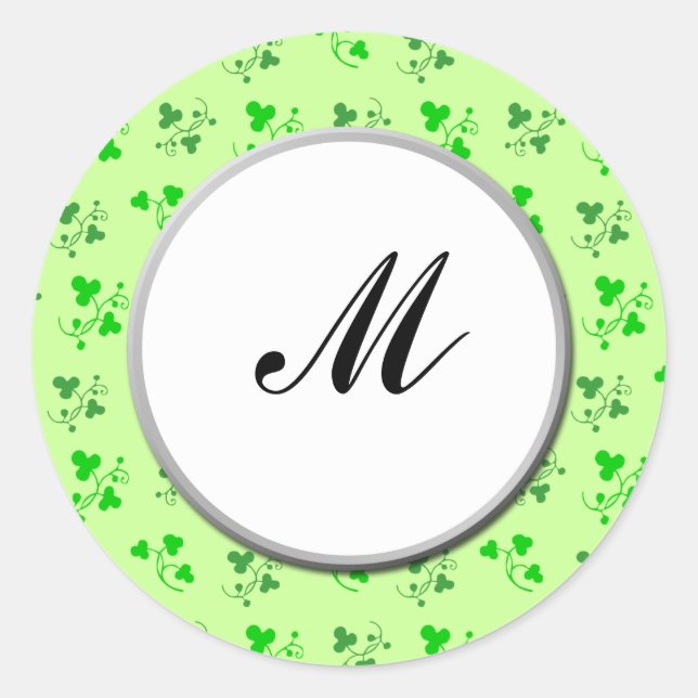 Personalizado Monograma Verde Shamrock Pegatina de (Anverso)
