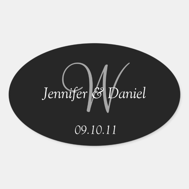 Personalizado Monograma W Etiquetas de vino (Anverso)