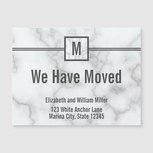 Personalizado Monogrammed Faux Marble Moving Invit (Anverso)