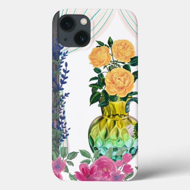 Personalizado Monogrammed iPhone 13 Funda, funda F (Reverso)