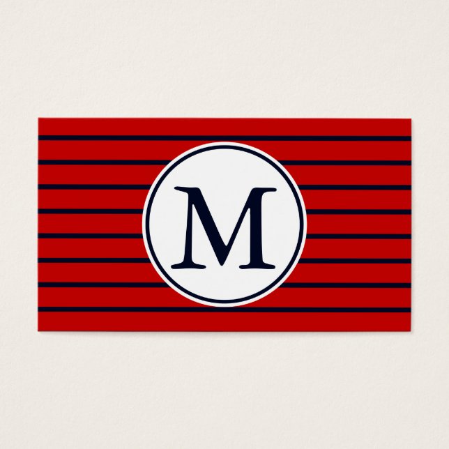 Personalizado Monogrammed Trendy Dark Blue Stripes (Frente)
