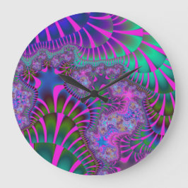 Personalizado Morado Arcoiris Fundido Gran Reloj d
