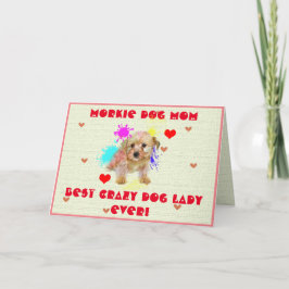Personalizado Morkie Mom Dog Mejor Loco Tarjeta de