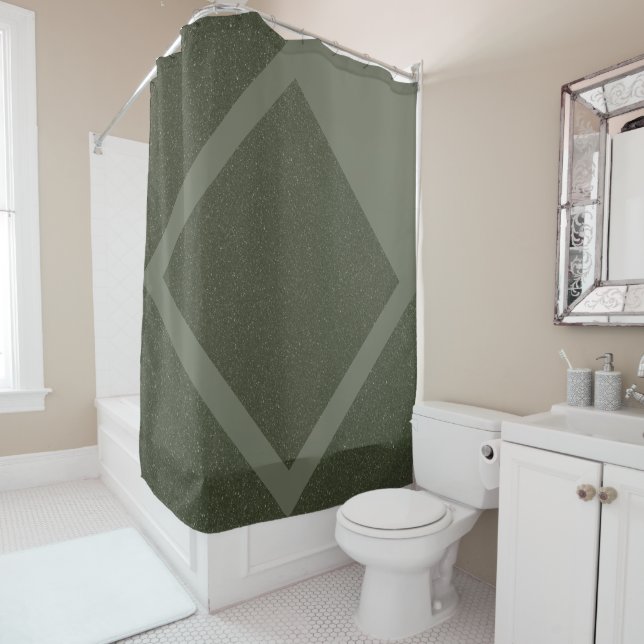 Personalizado Moss Green Diamond Shower Cortina (In situ)