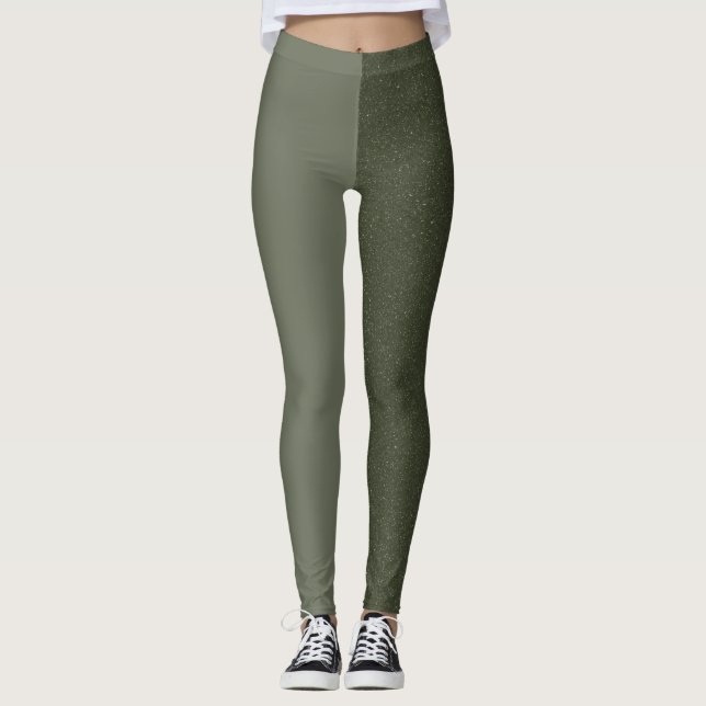 Personalizado Moss Green Split Leggings (Matte + G (Anverso)