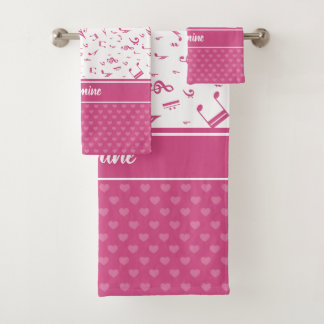 Personalizado Music Notes and Hearts Pattern Pink