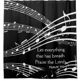 Personalizado Music Notes Black Shower Cortina