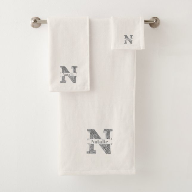 Personalizado N Monograma De Plata Inicial Su Nomb (In situ)