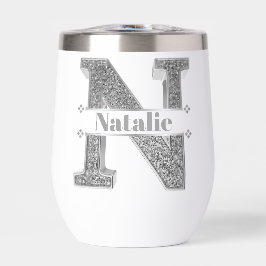 Personalizado N Monograma De Plata Inicial Su Nomb
