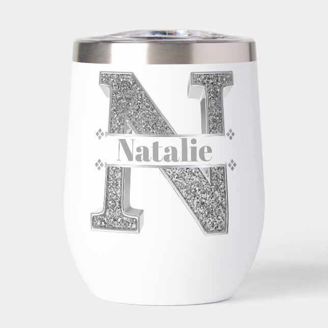 Personalizado N Monograma De Plata Inicial Su Nomb (Frente)