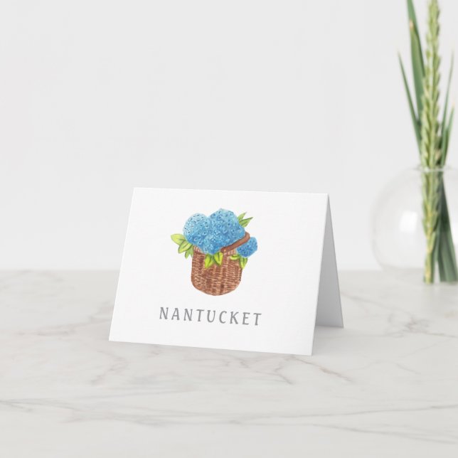 Personalizado Nantucket Basket Blue Hydrangeas dob (Anverso)