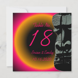 Personalizado naranja rosa tiki mesa boda tarjetas