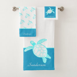 Personalizado Nautical Coastal Sea Turtle Azul Bla