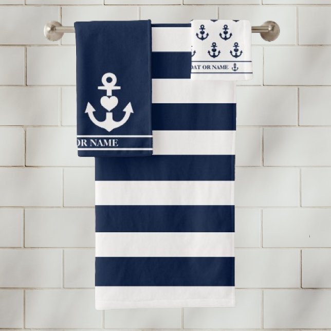 Personalizado Nautical Heart Anchor Navy Rayas Bla (Subido por el creador)