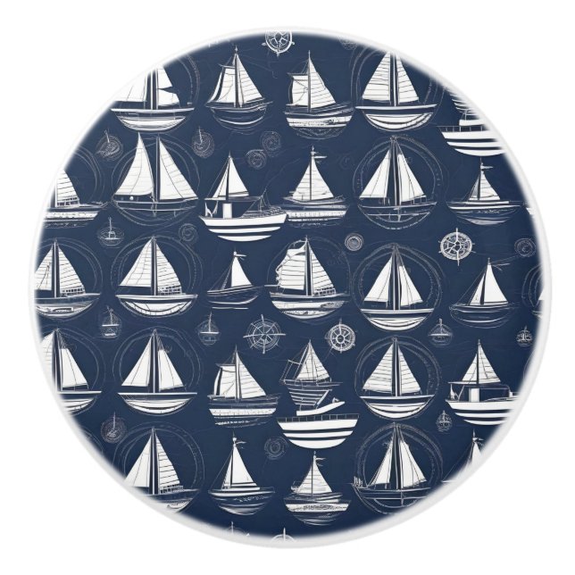 Personalizado Náutico Pomo de cerámica (Anverso)