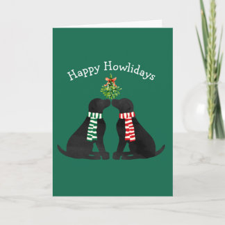 Personalizado Navidad Black Labs Kissing Mistletoe