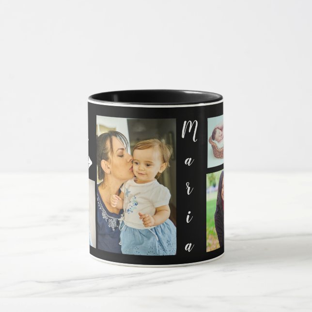 Personalizado, negro, 4 tazas de la foto (Centro)