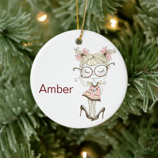Personalizado Niñas Navidades Ornamento cerámico (Árbol)