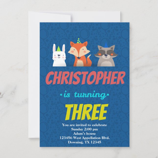 Personalizado Niños Tarjeta de Cumpleaños Animales (Anverso)