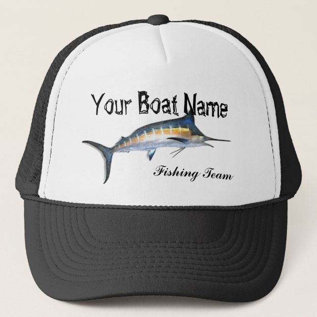 Personalizado Nombre del barco Marlin sombrero cam (Anverso)