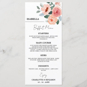 Personalizado Nombre del invitado Boda Floral Menú