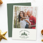 Personalizado Nombre Familia Navidad Árbol Granja<br><div class="desc">¡Envíe alegría festiva con nuestra tarjeta de foto de vacaciones personalizado! Con su nombre familiar y un retro diseño de granja de árboles de Navidad en verde sabio,  es perfecto para compartir sus momentos de vacaciones con estilo y difundir alegría de temporada.</div>