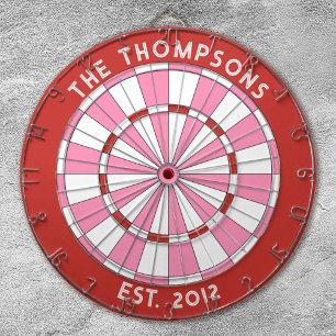 Personalizado Nombre Familia Rojo Tablero Rosa