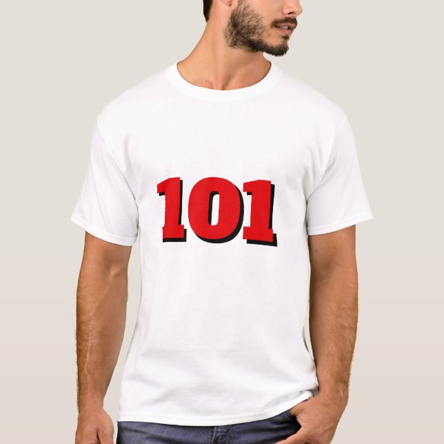 Personalizado número 101 en camiseta roja (Anverso)