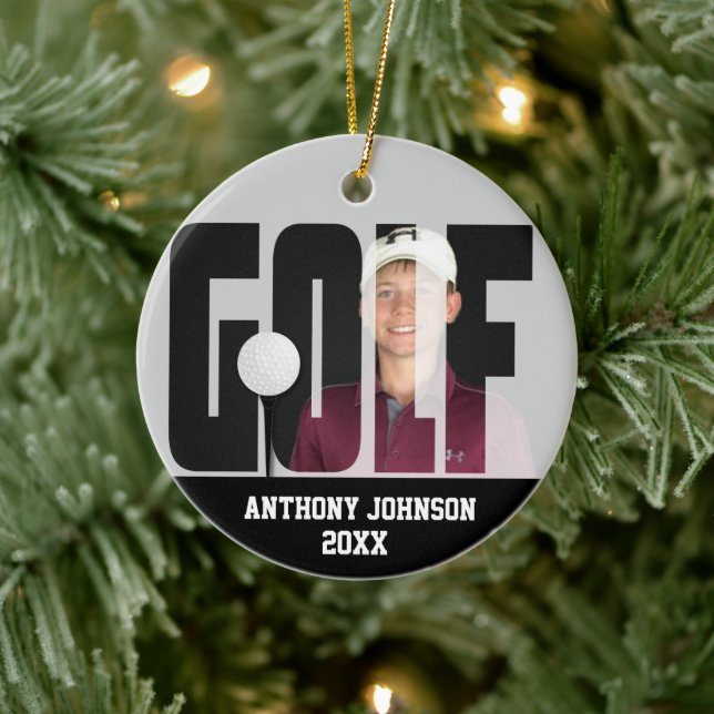 Personalizado - Ornamento cerámico de foto de golf (Árbol)