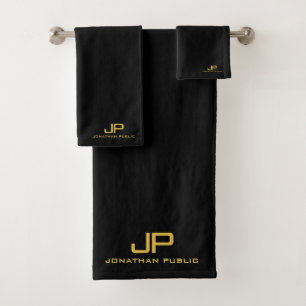 Personalizado Oro Nombre inicial Monograma Negro P